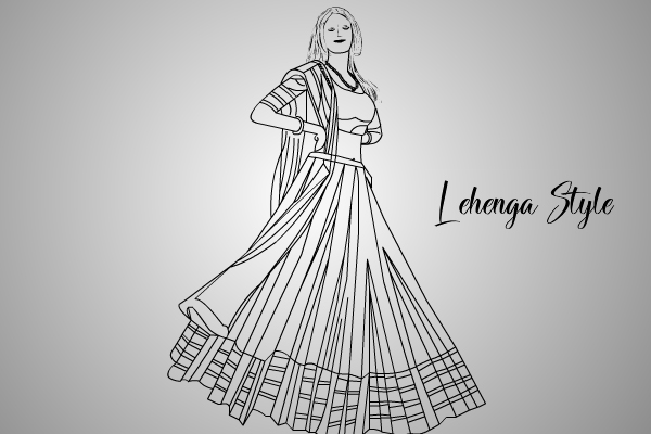 Lehenga-Style saree draping style