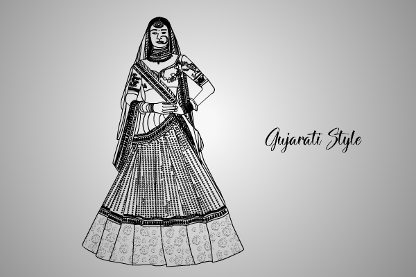 gujarathi-style saree draping style